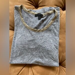 J Crew women’s t shirt. Small. Used. Grey with gold trim
